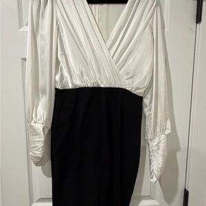 White House Black Market Two-Tone Long Sleeve Dress